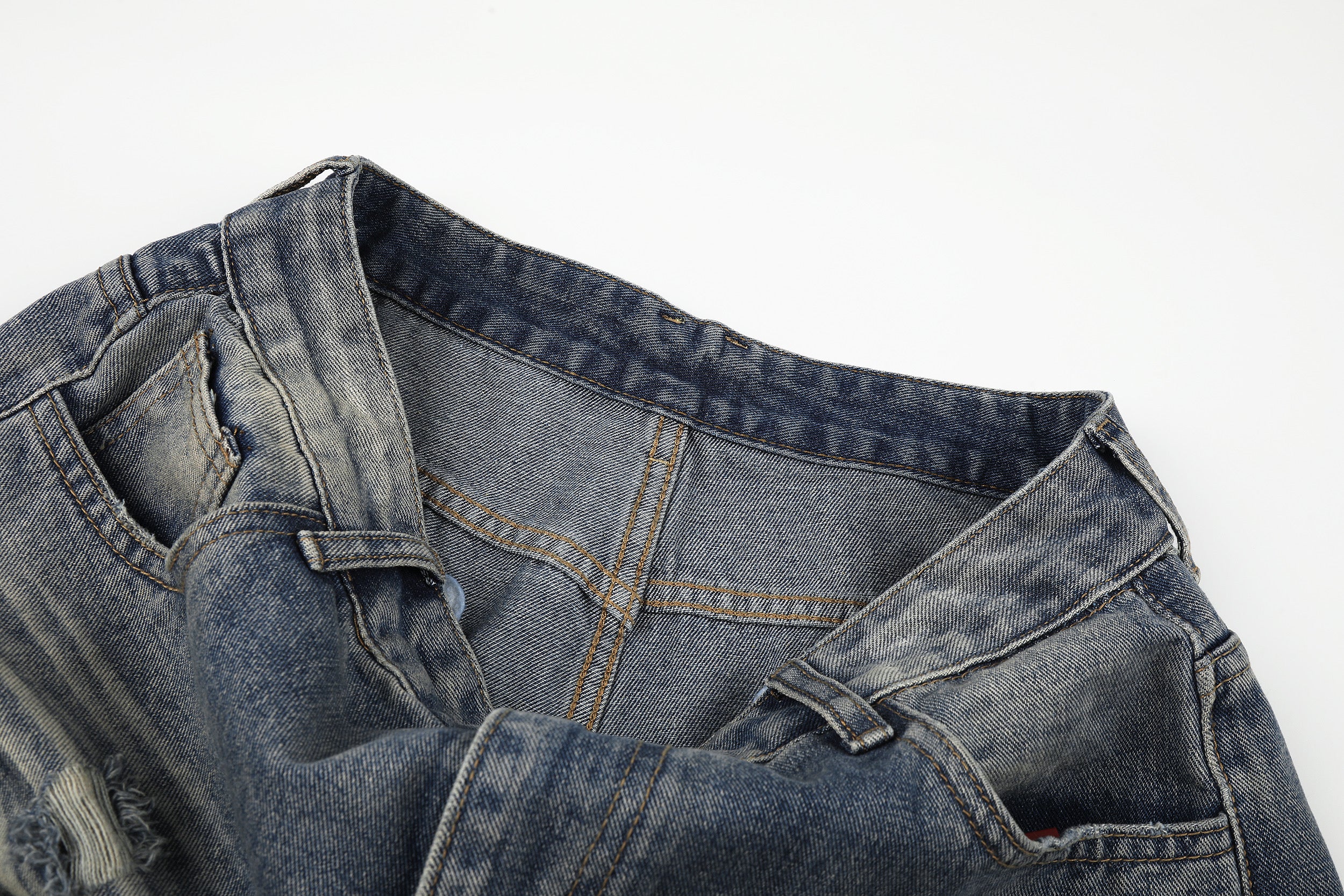DONOTLOGO Urban Edge Collection | Unisex Relaxed Fit Denim Jeans | Bold Cat Whisker Seaming & Faded Wash Finish with Classic Cotton Denim Fabric