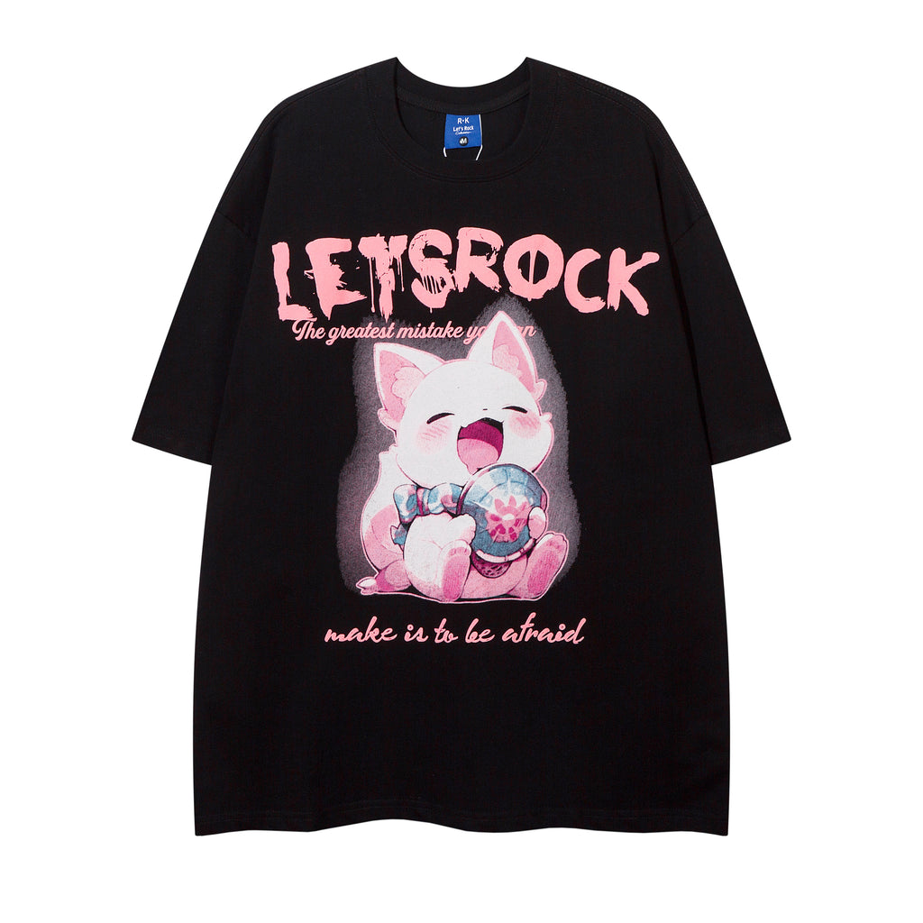 DONOTLOGO Bold Pink & Black Gradient Graphic Tee | Unisex Y2K Oversized Streetwear Top | Retro Anime Style Summer Shirt