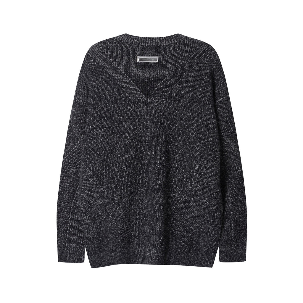 Unisex Loose-Fit Textured Knit Sweater with Studded Geometric Pattern