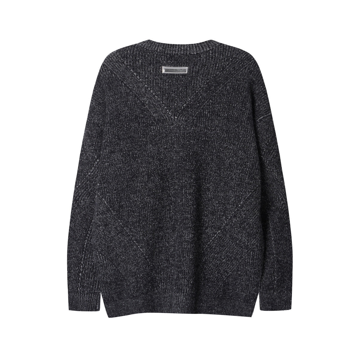 Unisex Loose-Fit Textured Knit Sweater with Studded Geometric Pattern