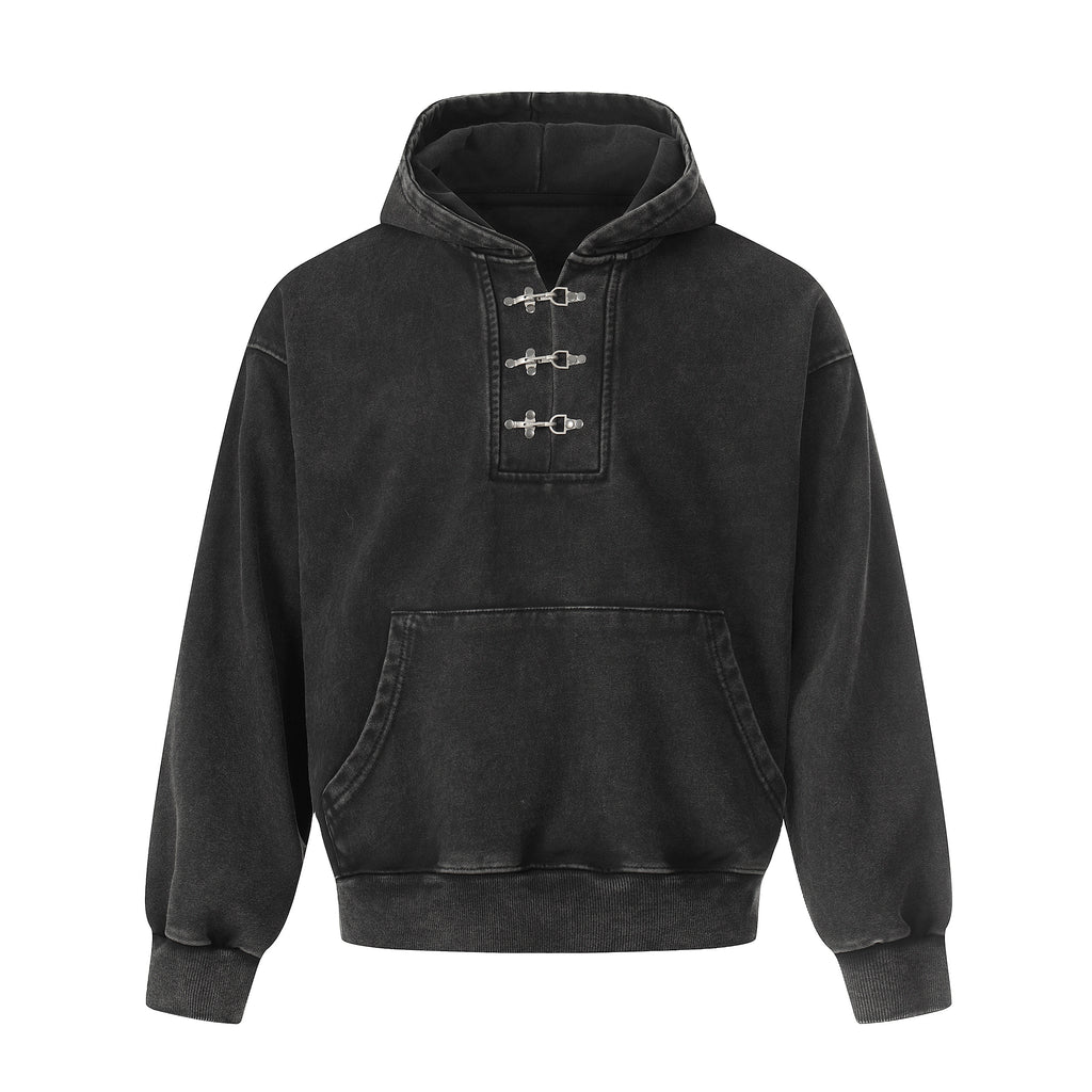 Unisex Lobster Clasp Washed Distressed Hoodie