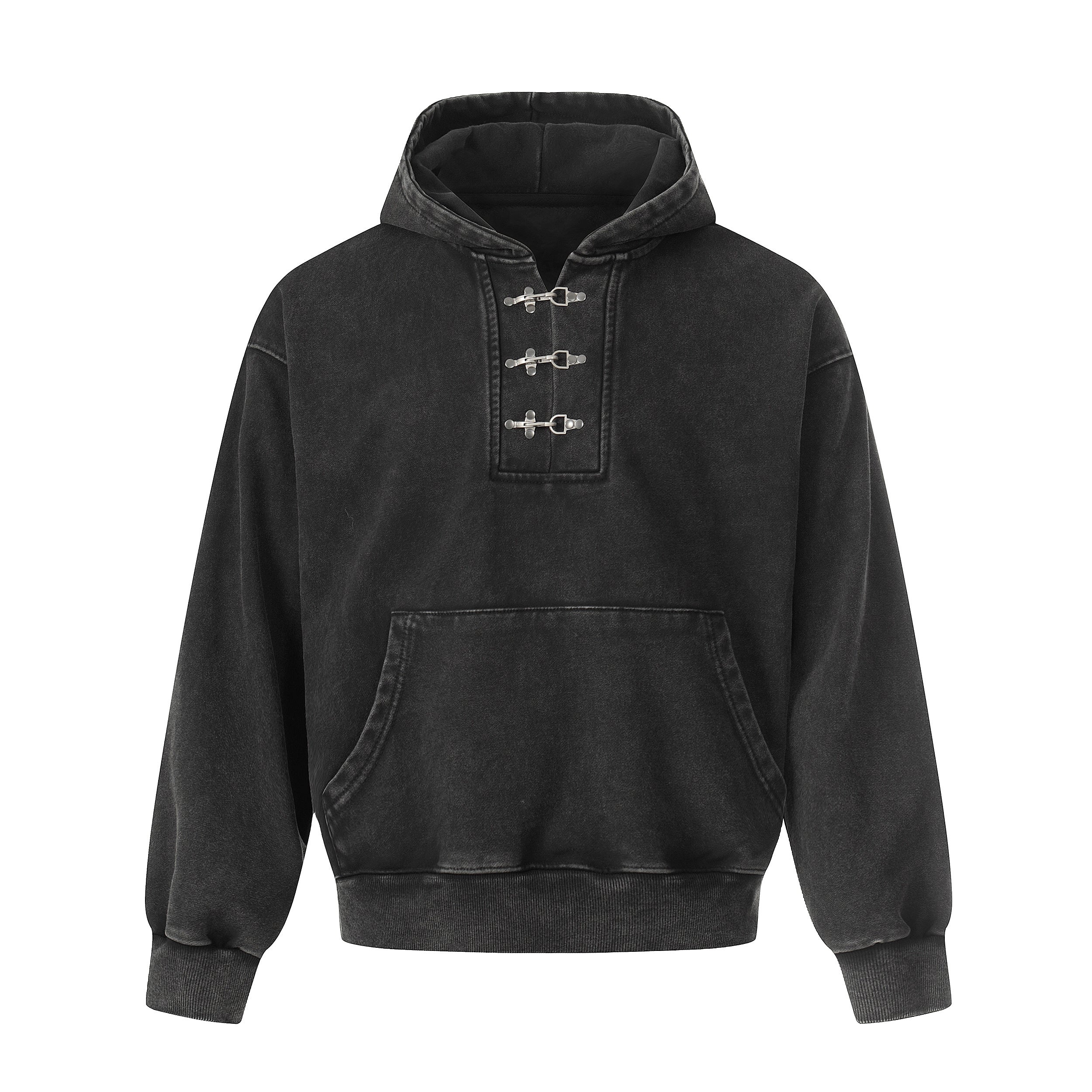 Unisex Lobster Clasp Washed Distressed Hoodie