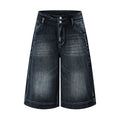 DONOTLOGO Urban Edge Collection | Unisex Relaxed Fit Denim Shorts | Bold Cat Whisker Seaming & Faded Wash Finish with Classic Cotton Denim Fabric