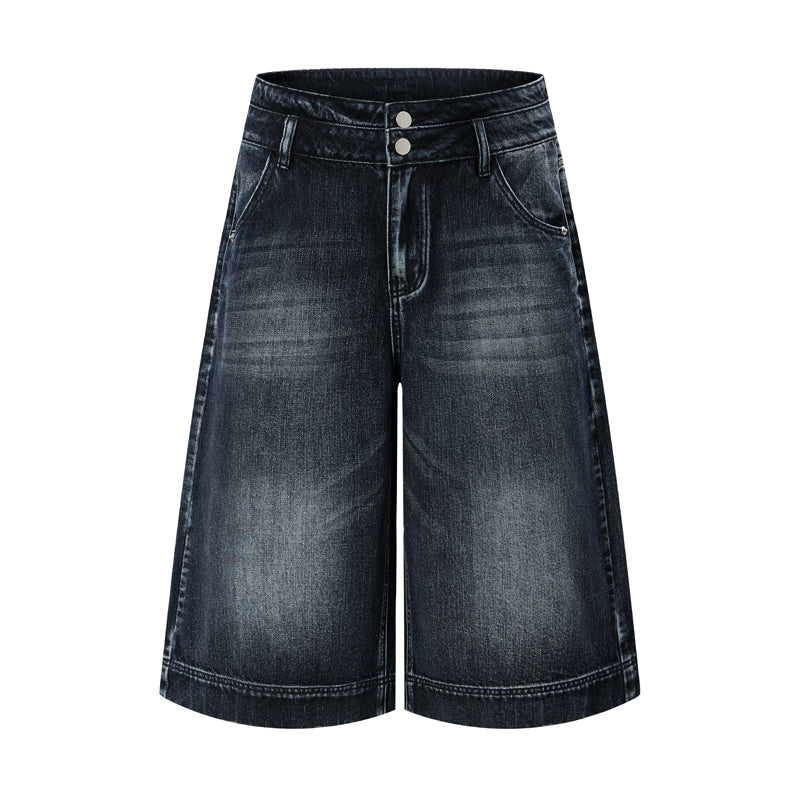 DONOTLOGO Urban Edge Collection | Unisex Relaxed Fit Denim Shorts | Bold Cat Whisker Seaming & Faded Wash Finish with Classic Cotton Denim Fabric