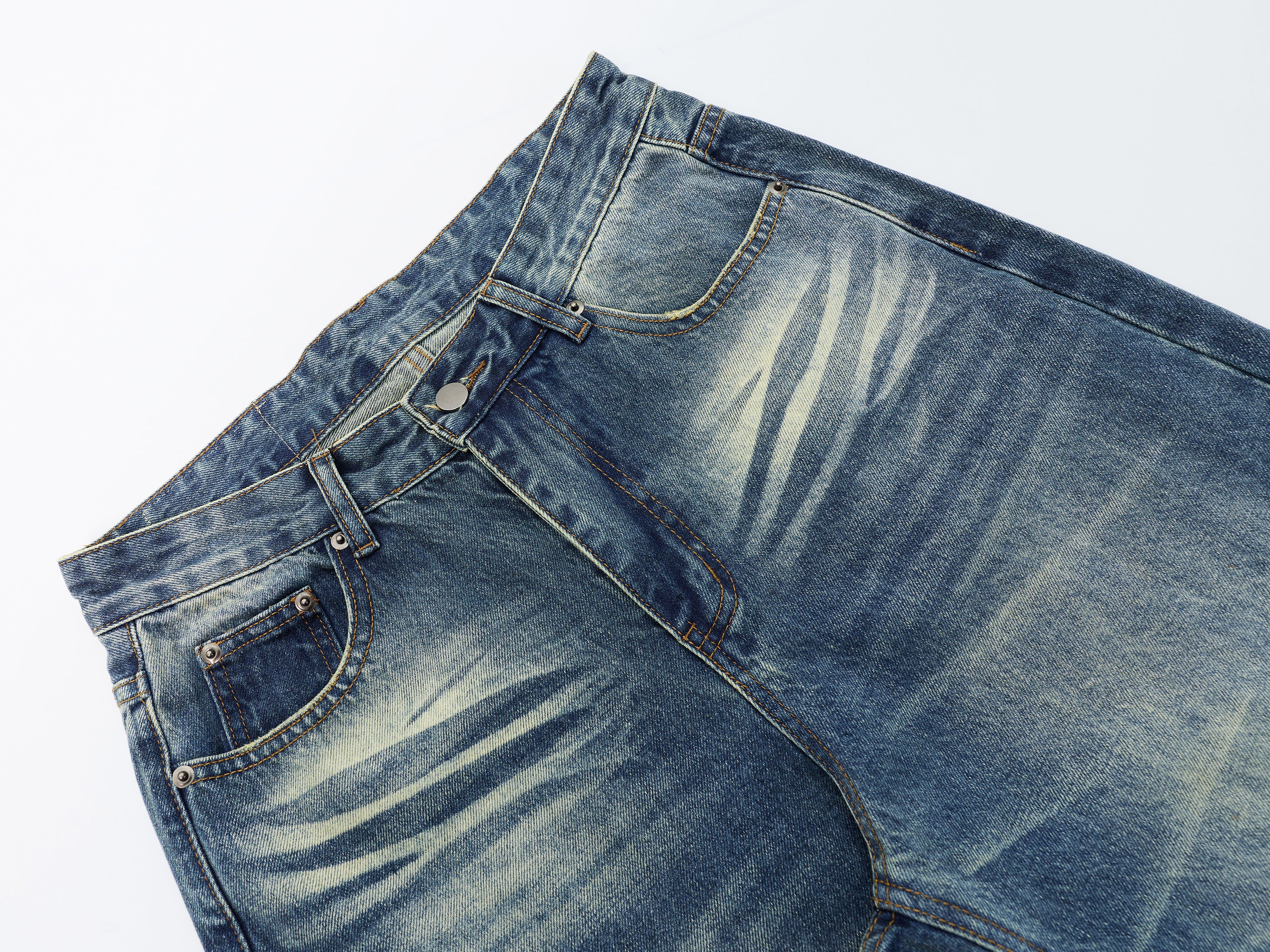 DONOTLOGO Oversized Vintage Wash Denim Jeans - Unisex Baggy Trousers with Distressed Whisker Effect - Edgy Streetwear Bottom with Wide Leg Silhouette & Raw Hem