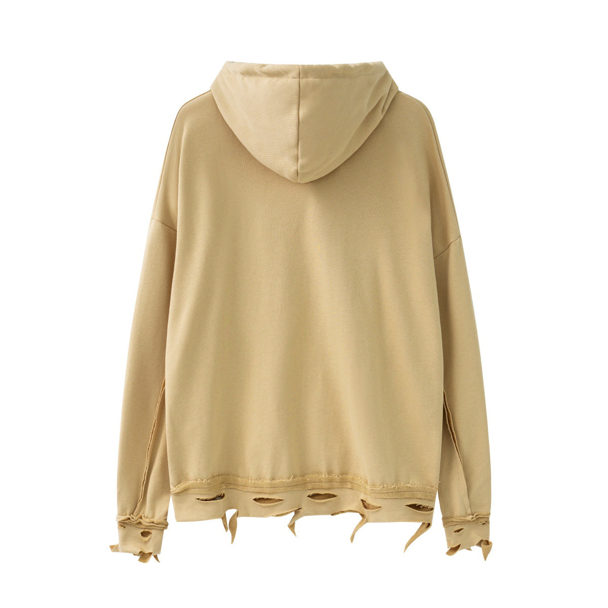 Unisex Hip-Hop Letter Print Distressed Hoodie