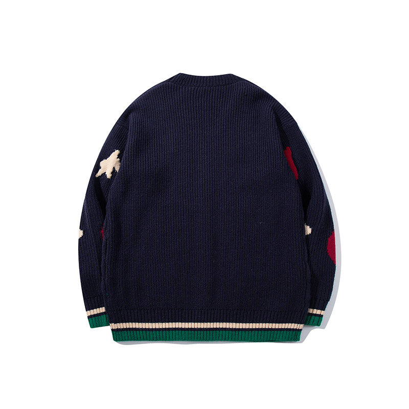 Unisex Versatile Diamond Jacquard Sweater