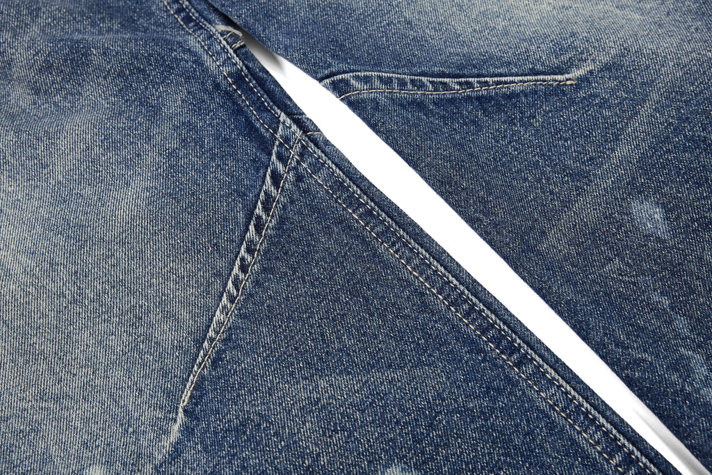 Unisex Eyelet Splashed Design Denim Jeans