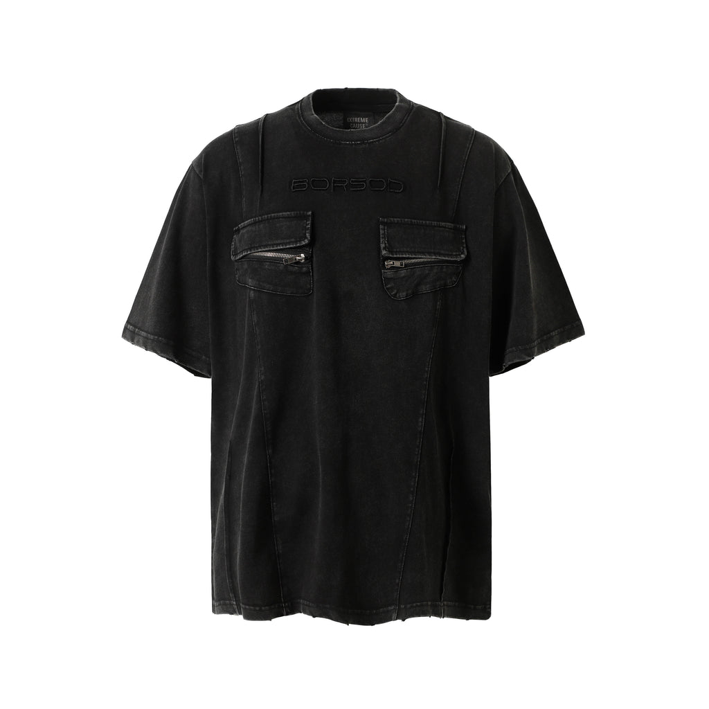 DONOTLOGO Urban Utility Collection | Unisex Relaxed Fit Tee | Bold Zippered Pocket Detail & Embossed Branding with Heavyweight Cotton Fabric