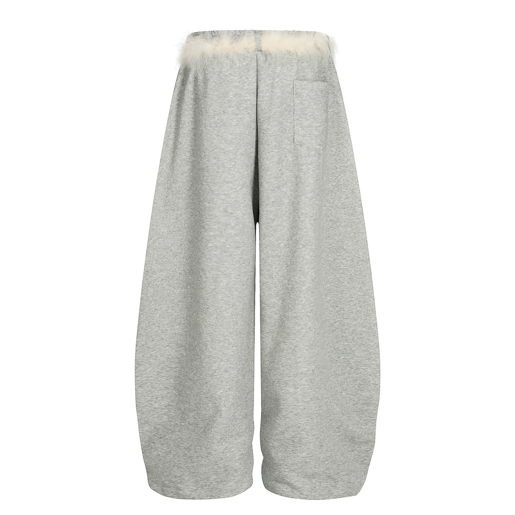 DONOTLOGO Urban Streetwear Collection | Unisex Relaxed Silhouette Sweatpants | Bold Faux Fur Motif & Soft Cotton Knit Fabric