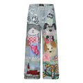 Unisex Cartoon Print Denim Jeans