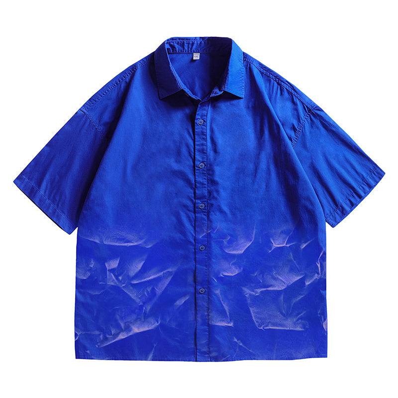 DONOTLOGO Deconstructed Drop Shoulder Shirt - Unisex Oversized Short Sleeve Button Up - Minimalist Streetwear Vintage Aesthetic Top