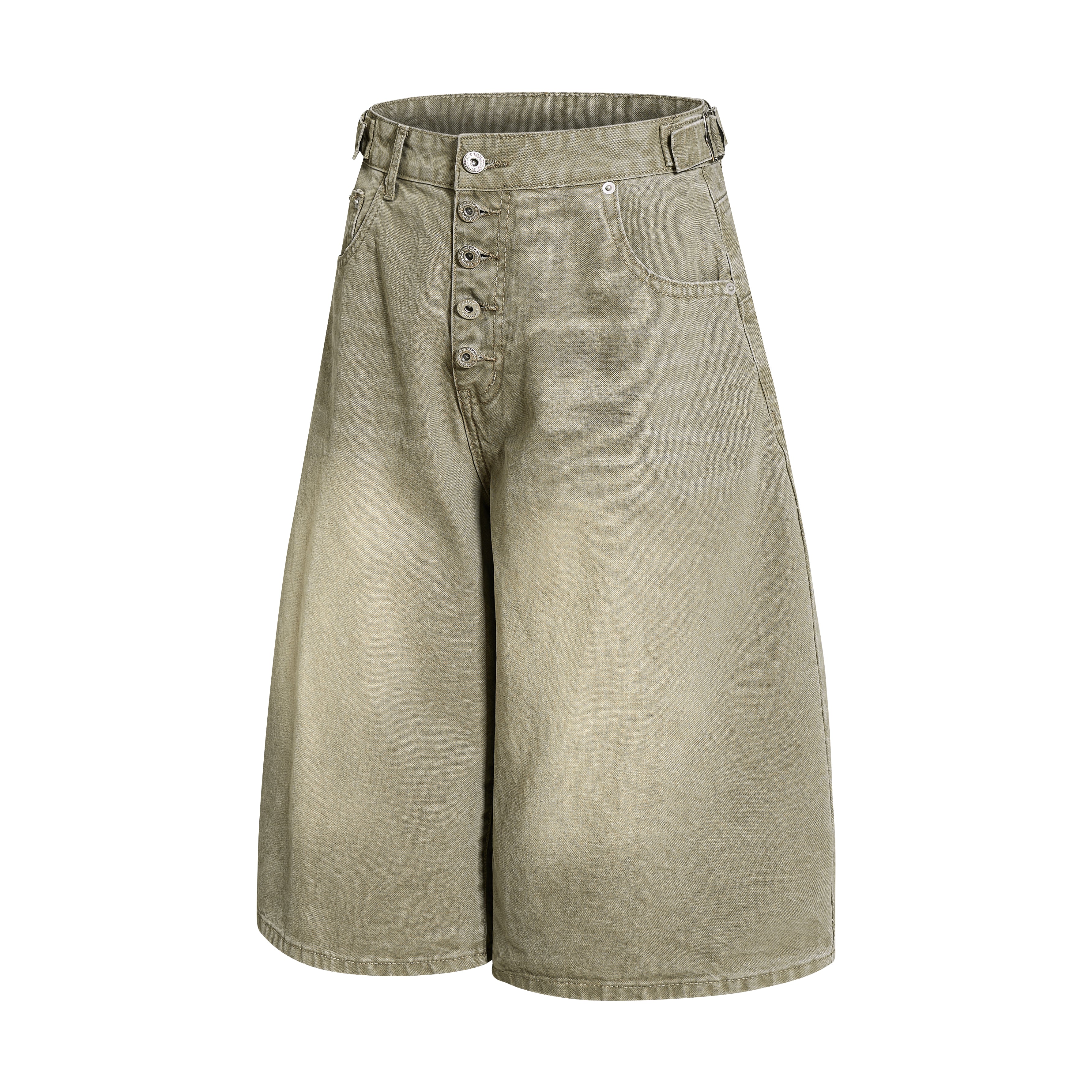 DONOTLOGO Deconstructed Button-Fly Denim Culottes | Unisex Oversized Wide-Leg Shorts | Y2K Vintage Wash High Street Bottoms