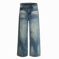 DONOTLOGO Oversized Vintage Wash Denim Jeans - Unisex Baggy Trousers with Distressed Whisker Effect - Edgy Streetwear Bottom with Wide Leg Silhouette & Raw Hem