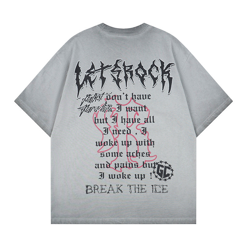 DONOTLOGO Grunge Rock Aesthetic Tee: Vintage Washed Oversized T-Shirt with Distressed Print