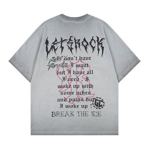 DONOTLOGO Grunge Rock Aesthetic Tee: Vintage Washed Oversized T-Shirt with Distressed Print