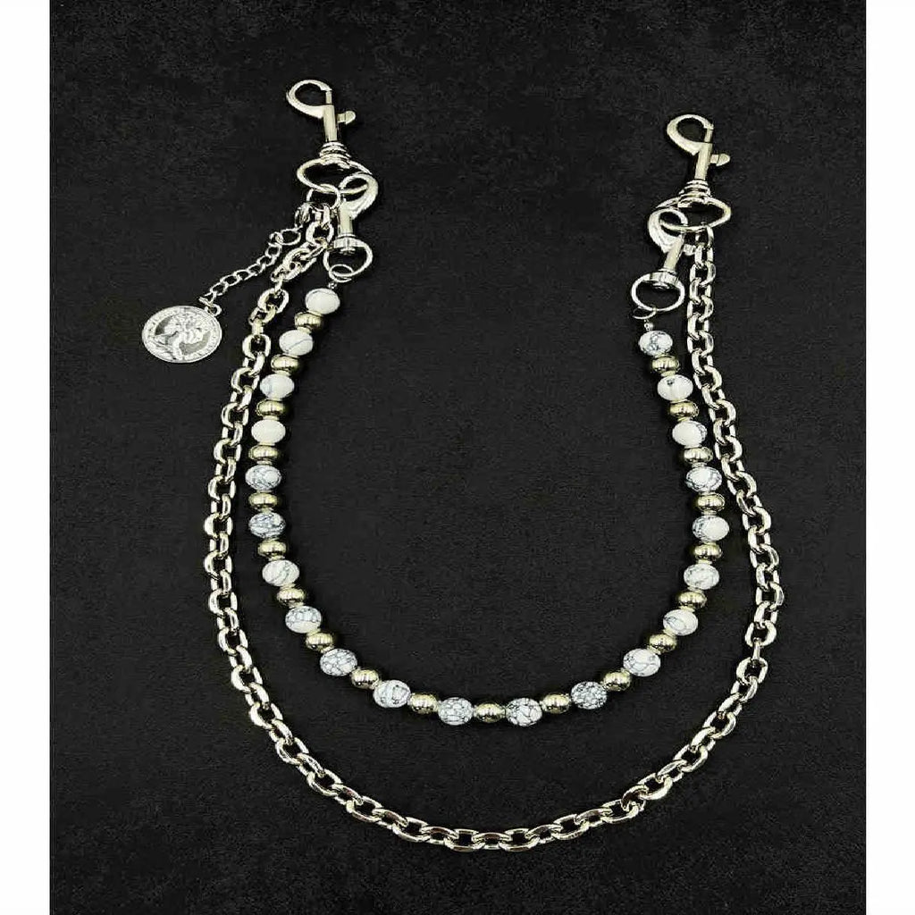 New Black Pattern Detachable Double-Layer Waist Chain – Unisex Hip-Hop Retro Vibe Denim Accessory