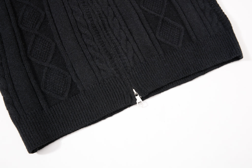 DONOTLOGO Cozy Streetwear Collection | Unisex Relaxed Silhouette Knit Cardigan | Bold Cable Texture & Soft Warm Fabric