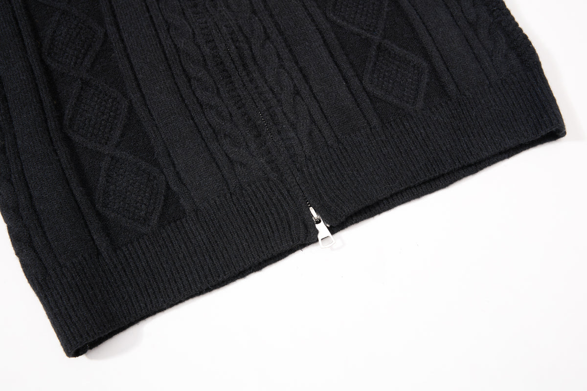 DONOTLOGO Cozy Streetwear Collection | Unisex Relaxed Silhouette Knit Cardigan | Bold Cable Texture & Soft Warm Fabric