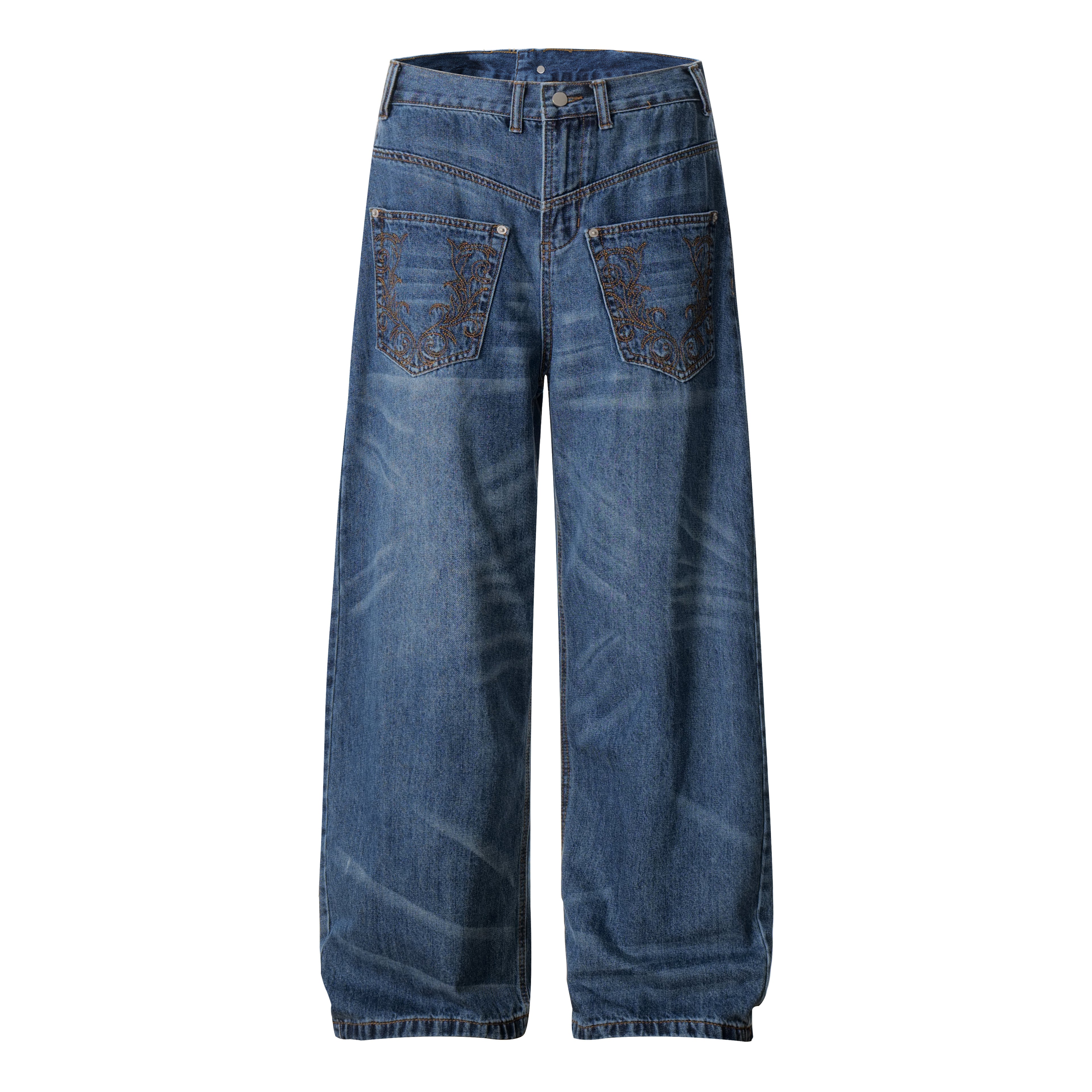 Unisex Embroidered Denim Jeans