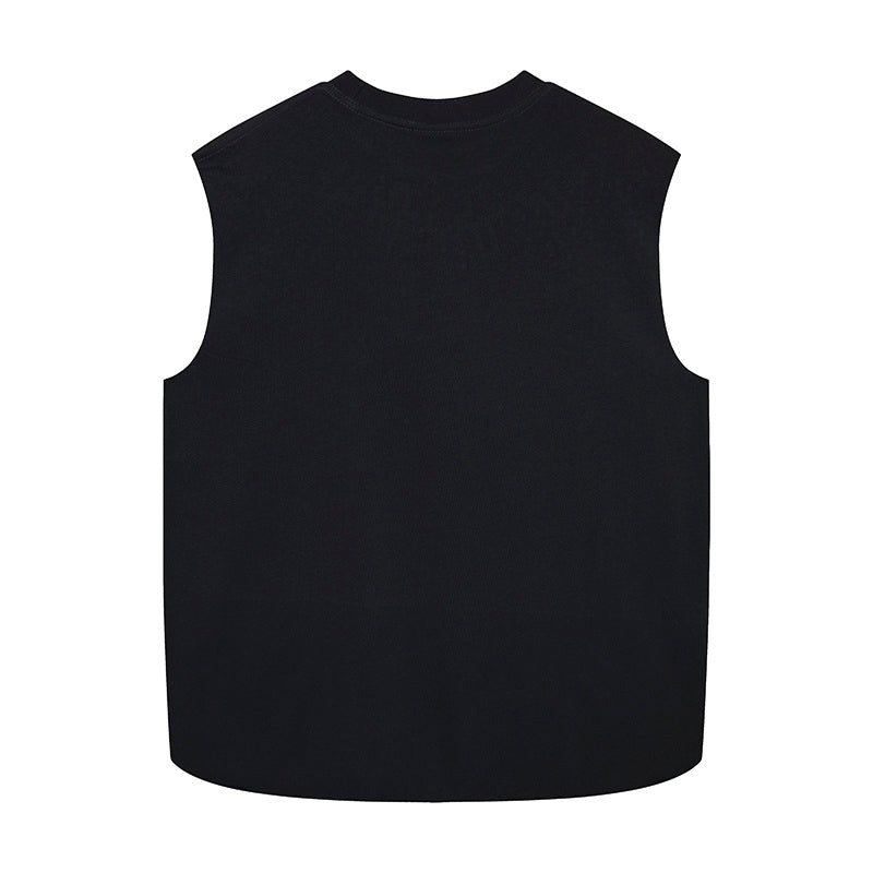 DONOTLOGO Rhinestone Cross Tank Top | Bling Crystal Sleeveless Tee, Oversized Fit | Summer Streetwear for Men