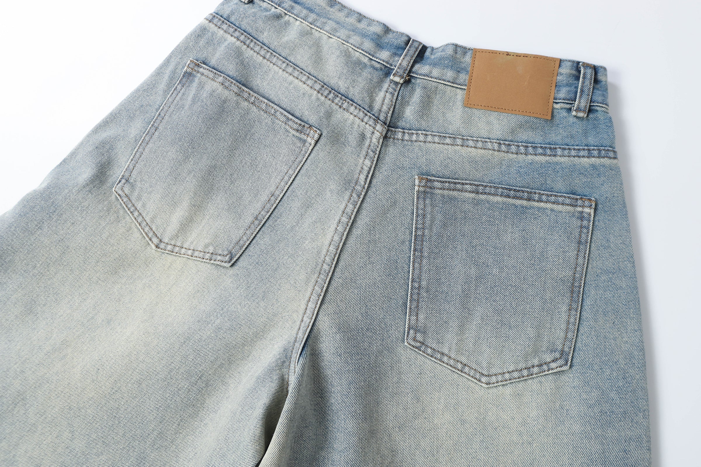 DONOTLOGO Retro Blue Baggy Denim Shorts | Unisex Y2K Wide Leg Trousers with Natural Whiskering & Fade | High Street Relaxed Fit Bottoms