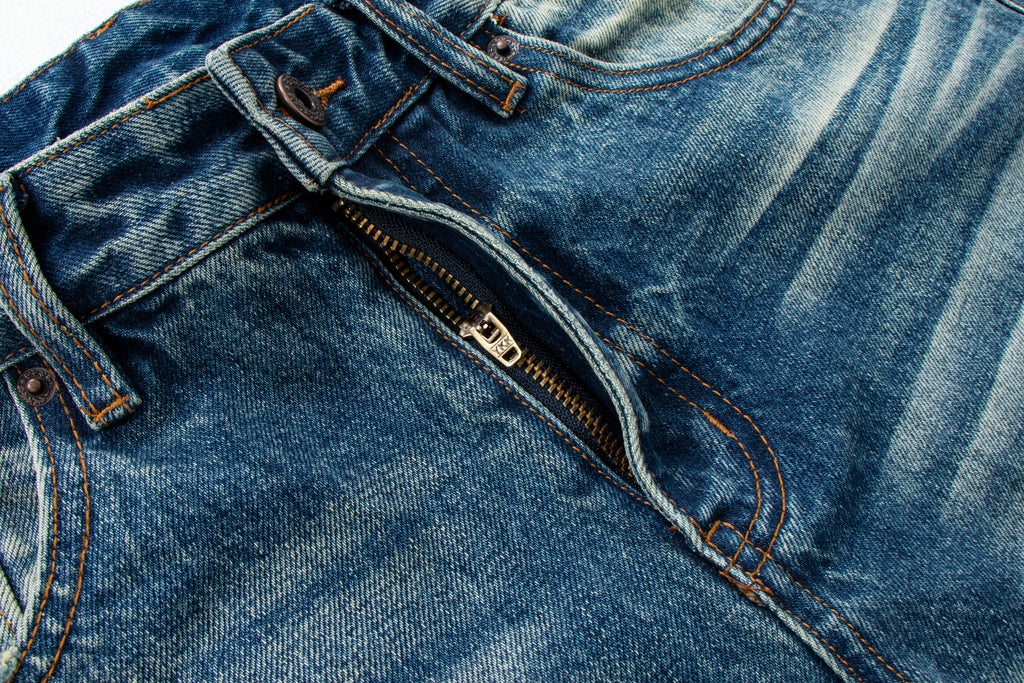 Vintage Distressed Straight-Leg Denim Jeans