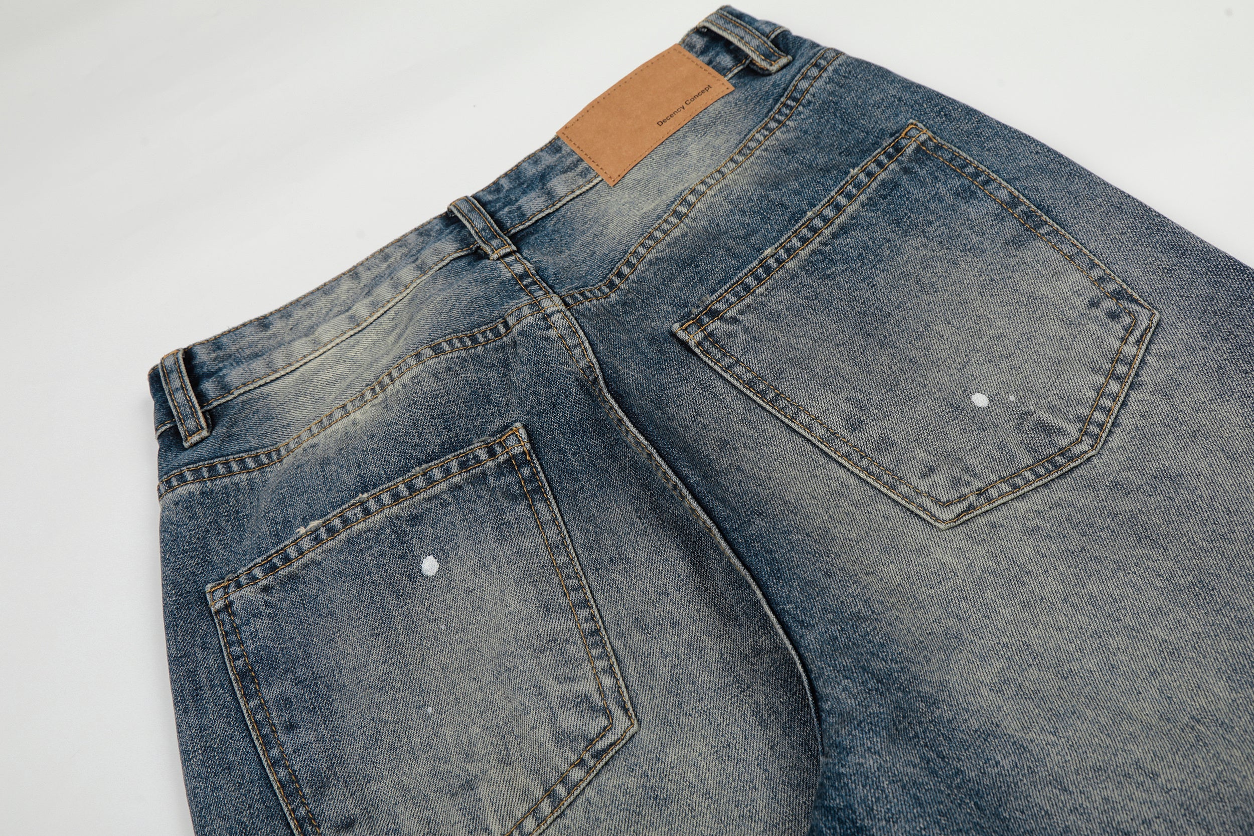 DONOTLOGO Urban Heritage Collection | Unisex Oversized Washed Denim | Retro Aesthetic High-Rise Wide-Leg Bottoms with Authentic Cat Whisker & Splatter Detail
