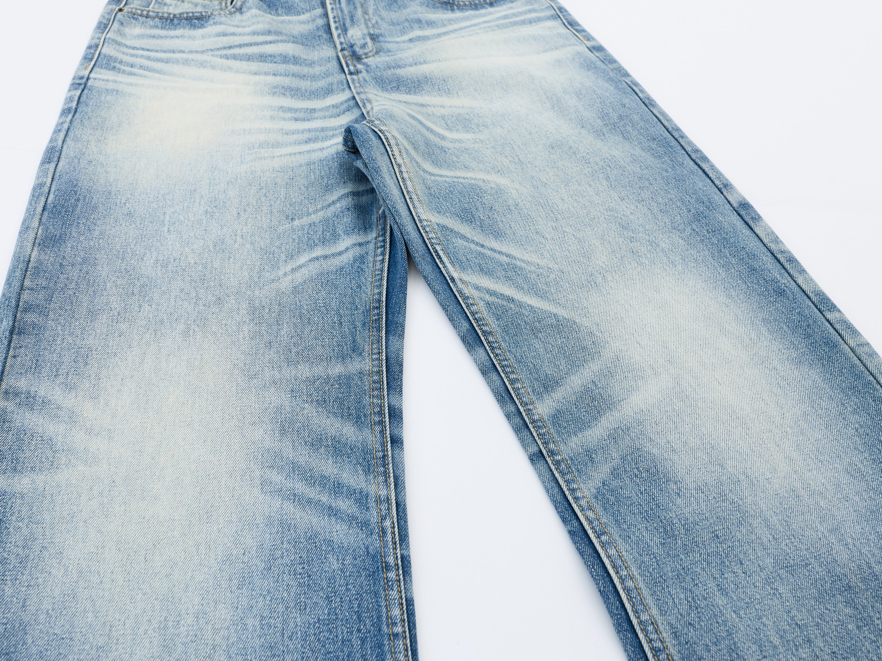 DONOTLOGO Oversized Light Wash Denim Jeans - Unisex Baggy Trousers with Distressed Whisker Effect - Edgy Streetwear Bottom with Wide Leg Silhouette & Raw Hem
