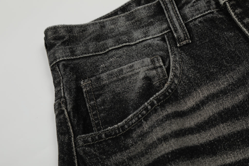 DONOTLOGO Urban Heritage Collection | Unisex Oversized Cat Whisker Denim | Retro Aesthetic High-Rise Wide-Leg Bottoms with Authentic Fade Detail