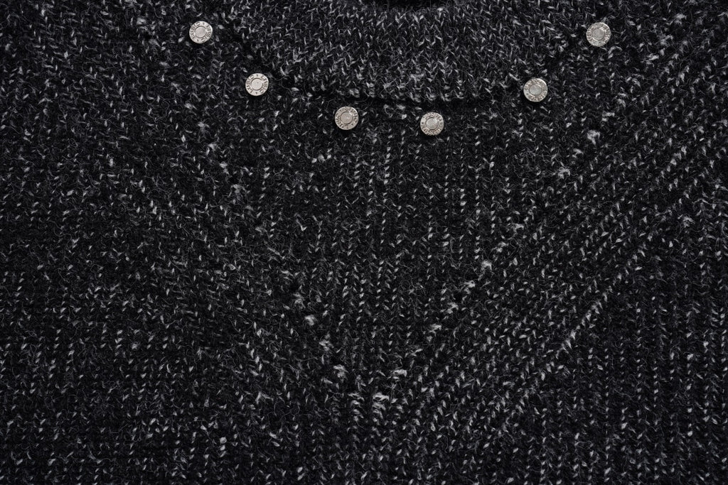 Unisex Loose-Fit Textured Knit Sweater with Studded Geometric Pattern