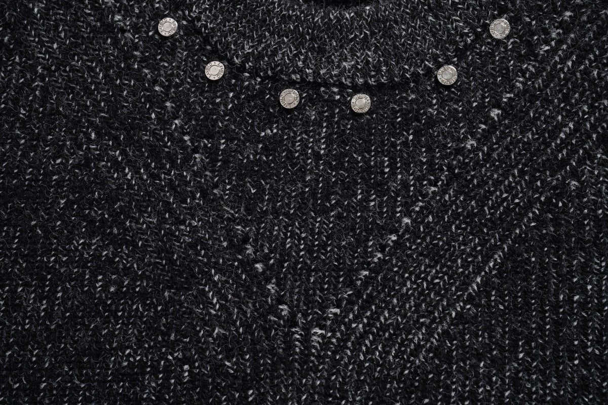 Unisex Loose-Fit Textured Knit Sweater with Studded Geometric Pattern