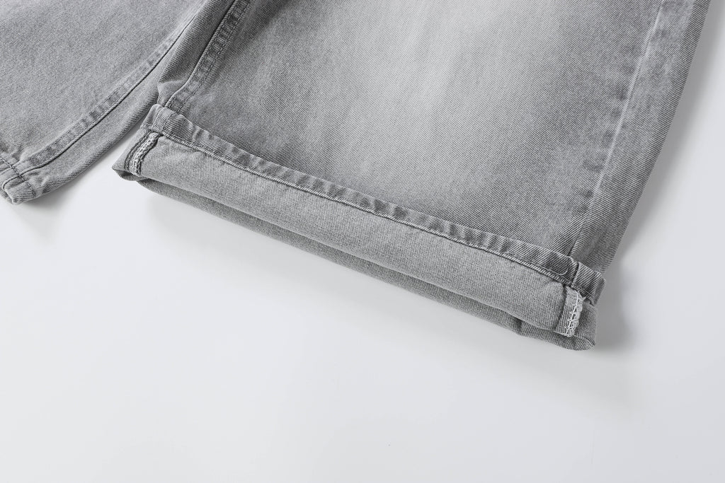 DONOTLOGO Urban Edge Collection | Unisex Relaxed Fit Denim Shorts | Bold Acid Wash Finish & Vintage Leather Patch with Classic Cotton Denim Fabric