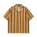 DONOTLOGO 70s Vibe Striped Knit Shirt | Unisex Y2K Cuban Collar Top with Zigzag Print | High Street Relaxed Fit Summer Blouse