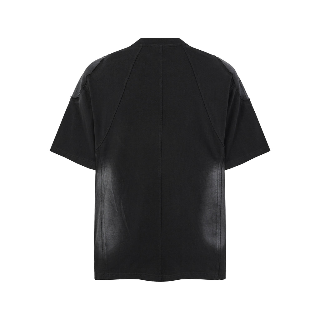 DONOTLOGO Industrial Edge Collection | Unisex Relaxed Fit Deconstructed Tee | Bold Diagonal Rivet Seaming & Faded Wash Finish with Heavyweight Cotton Fabric