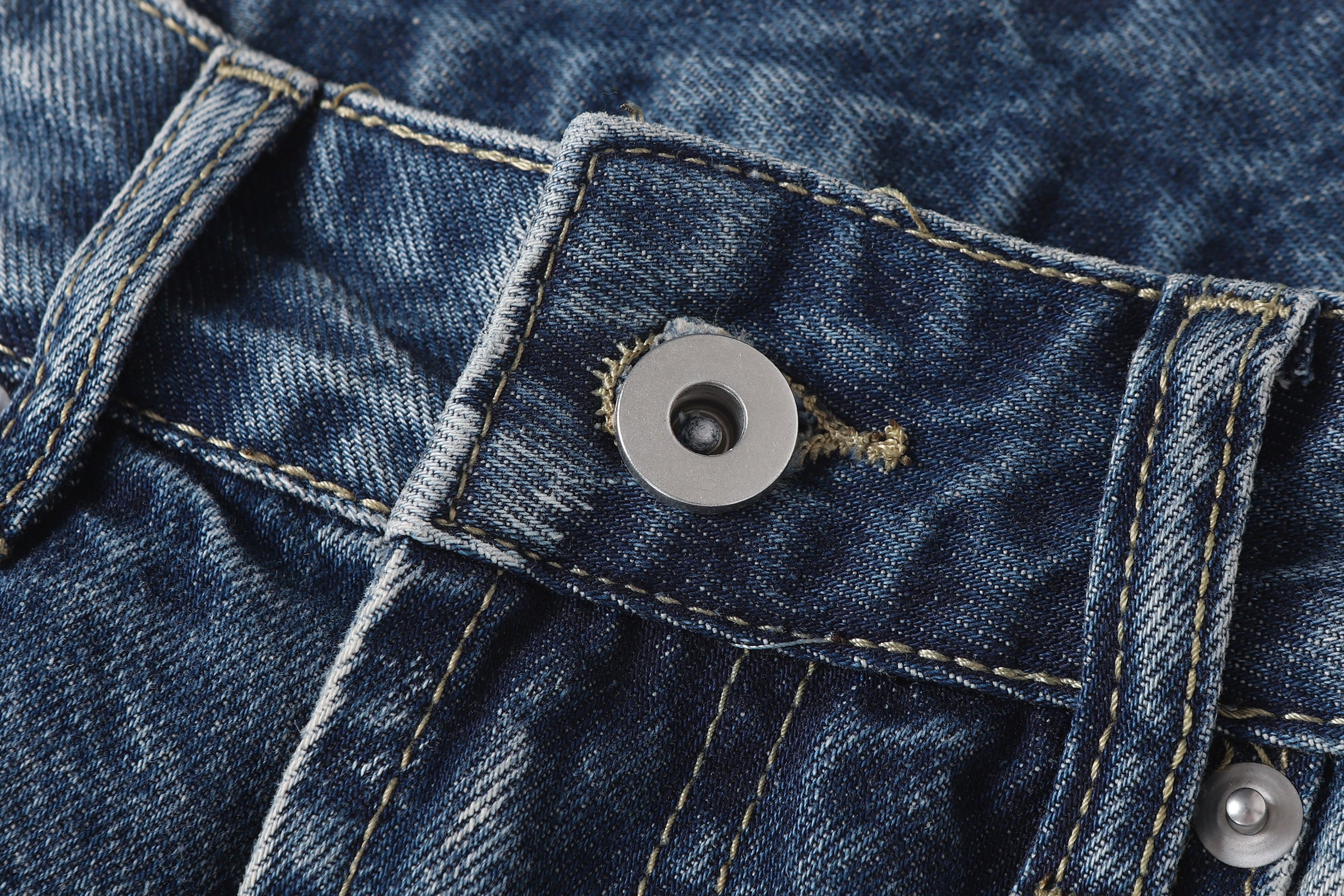 DONOTLOGO Retro Blue Baggy Denim Pants | Unisex Y2K Wide Leg Trousers with Natural Whiskering & Fade | High Street Relaxed Fit Bottoms
