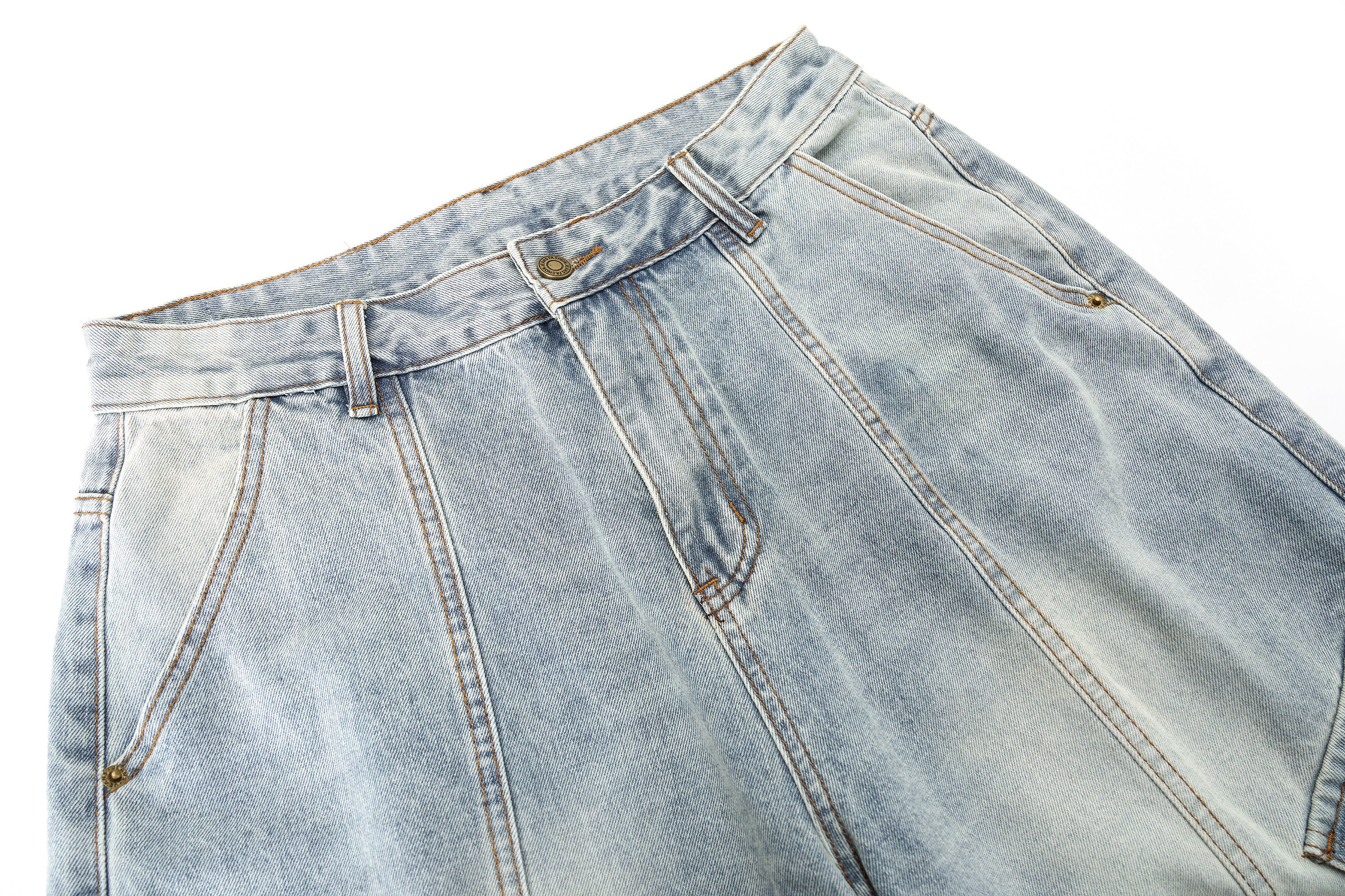 DONOTLOGO Deconstructed Wide Leg Denim Jorts - Raw Edge Patchwork Jean Shorts - Unisex Y2K Grunge Aesthetic Baggy Shorts