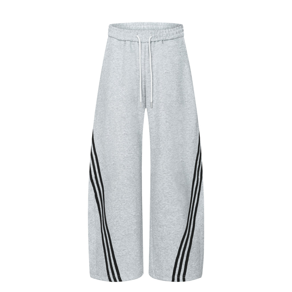 DONOTLOGO Urban Streetwear Collection | Unisex Relaxed Fit Trousers | Bold Diagonal Stripe Motif & Curved Silhouette with Soft Cotton Blend Fabric