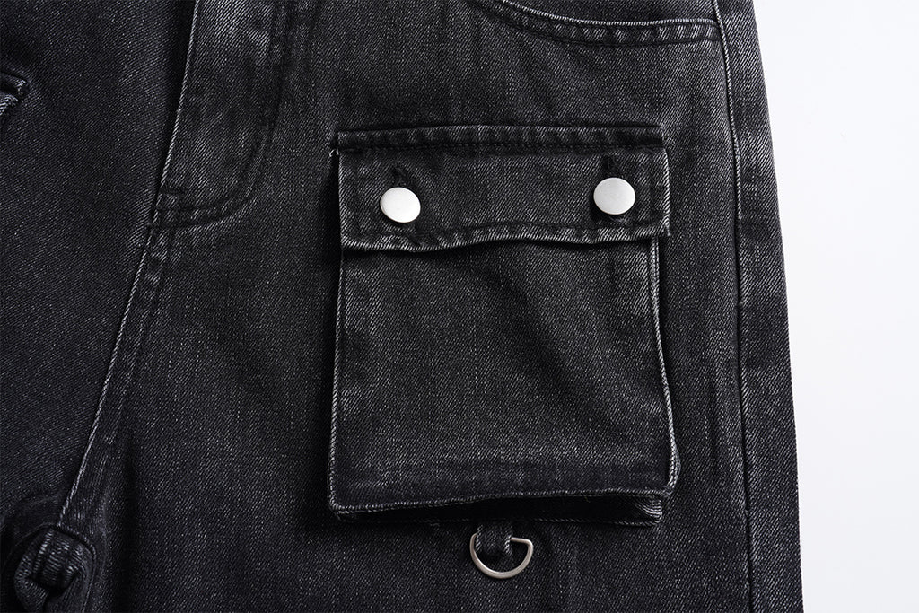 Vintage Washed Zippered Jeans