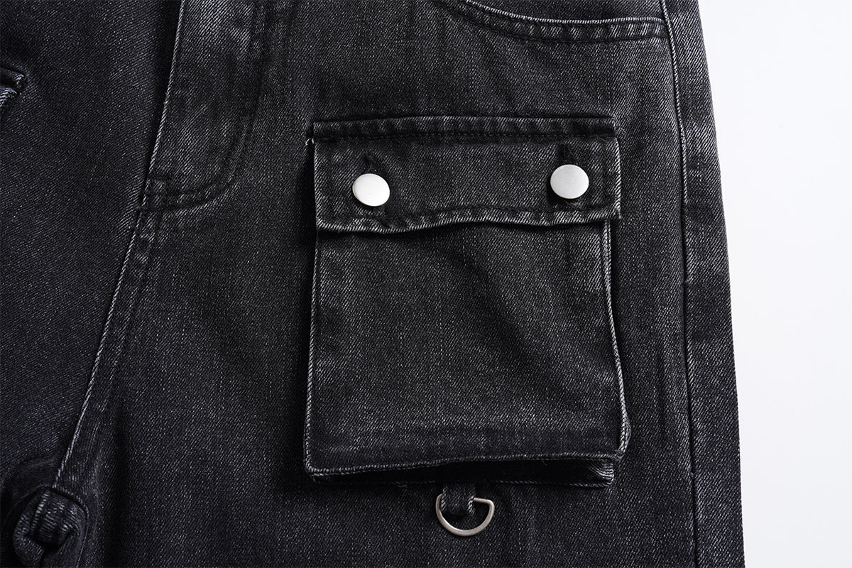 Vintage Washed Zippered Jeans