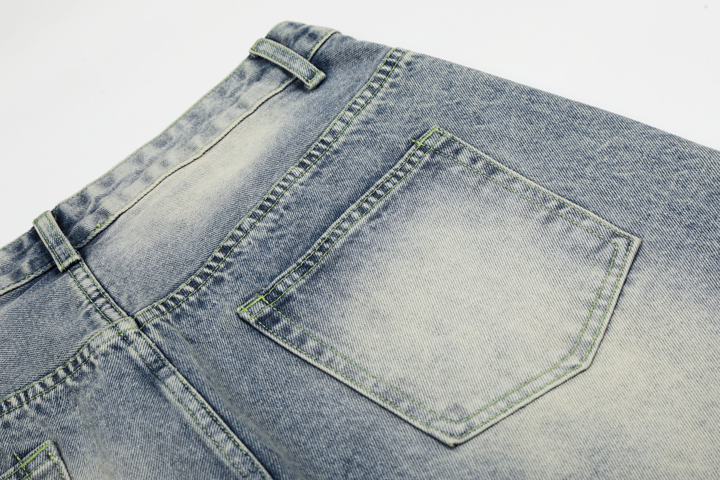 DONOTLOGO Glitter & Grit Collection | Unisex Relaxed Fit Denim Cropped Pants | Sparkling Rhinestone Detail with Vintage Wash Finish & High-Rise Waistband