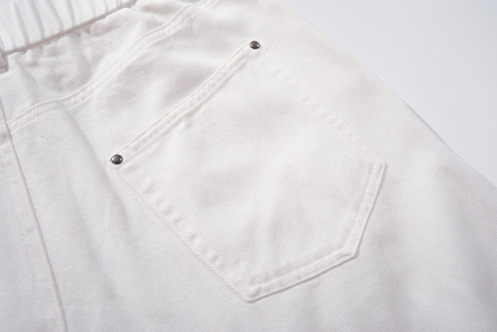 Unisex Hand-Painted White Denim Jeans