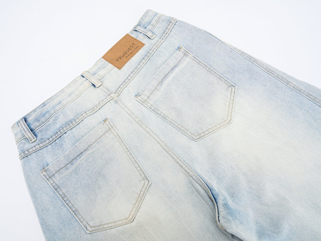 DONOTLOGO Oversized Light Wash Denim Jeans - Unisex Baggy Trousers with Distressed Whisker Effect - Edgy Streetwear Bottom with Wide Leg Silhouette & Raw Hem