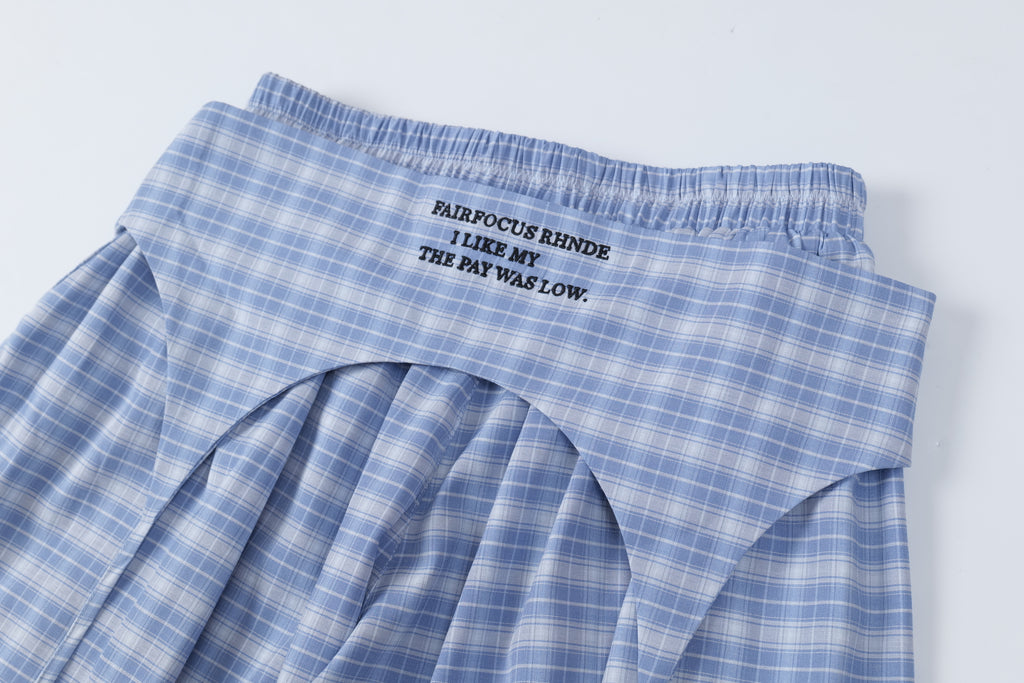 DONOTLOGO Urban Streetwear Collection | Unisex Curved Silhouette Trousers | Bold Plaid Motif & Soft Cotton Blend Fabric