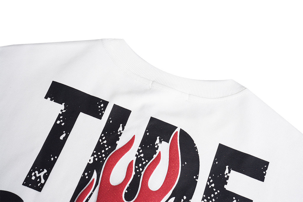 Unisex Arrival Casual Vintage 3D Flame Letter Print Unisex Crewneck Sweatshirt