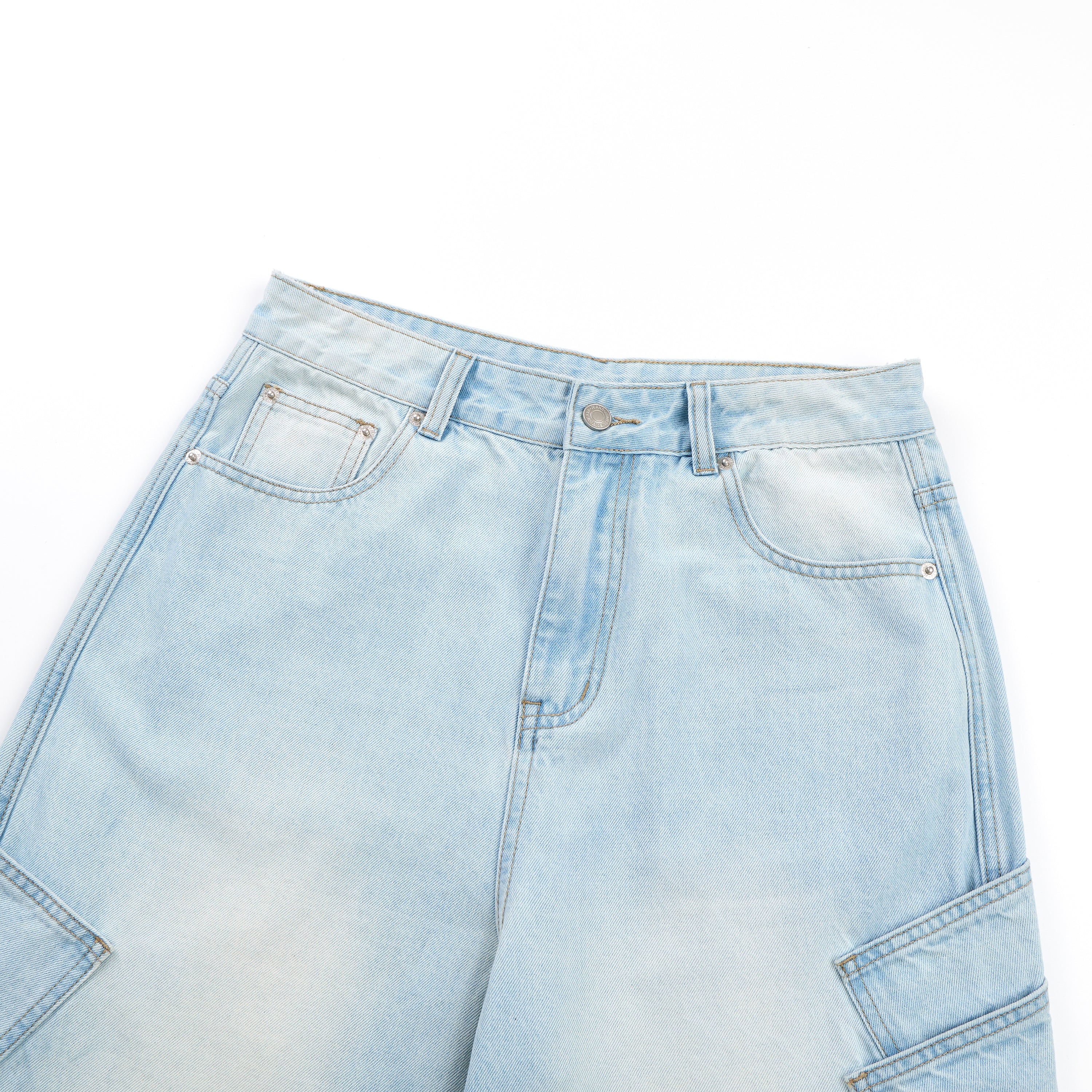 DONOTLOGO Heavy Acid Wash Baggy Cargo Jorts | Unisex Y2K Wide Leg Denim Shorts | Retro High Street Summer Bottoms