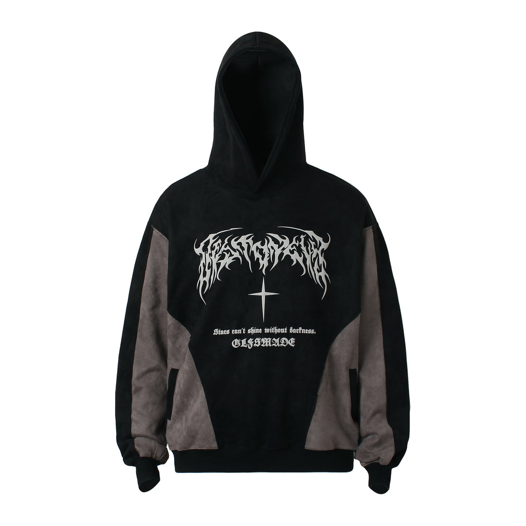 Unisex Suede Patchwork Hoodie