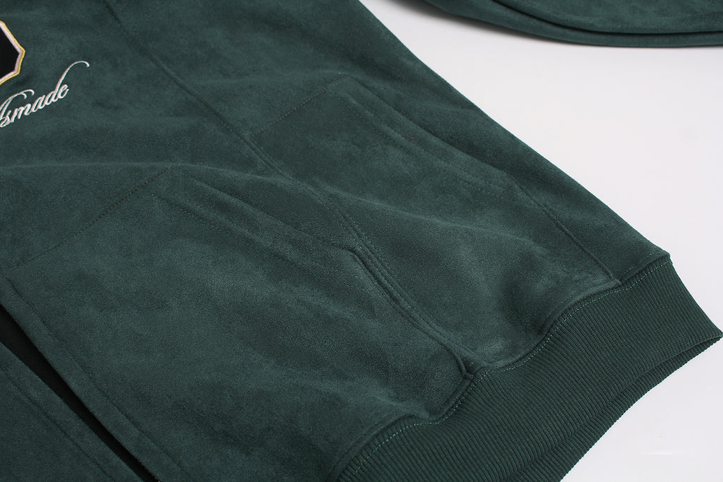 Unisex Double-Pocket Patchwork Zip-Up Hoodie with Dense Embroidery