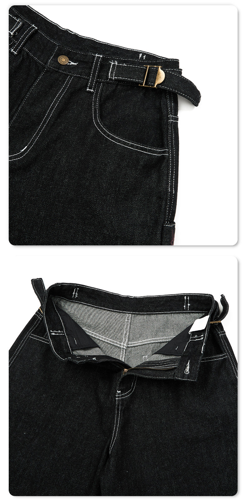 DONOTLOGO Heavy Contrast Stitched Raw Denim | Unisex Y2K Oversized 3/4 Trousers | Vintage High Street Baggy Shorts