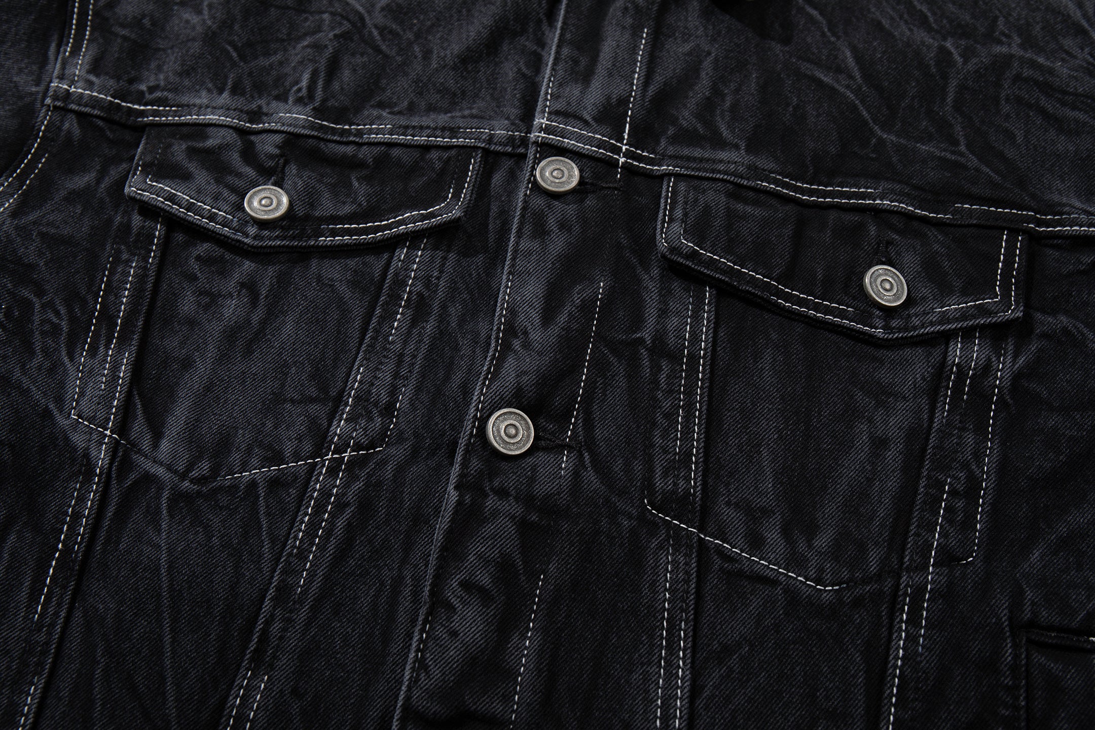 DONOTLOGO Deconstructed Black Denim Jacket - Raw Edge Acid Wash Oversized Jean Jacket - Unisex Grunge Aesthetic Vintage Streetwear